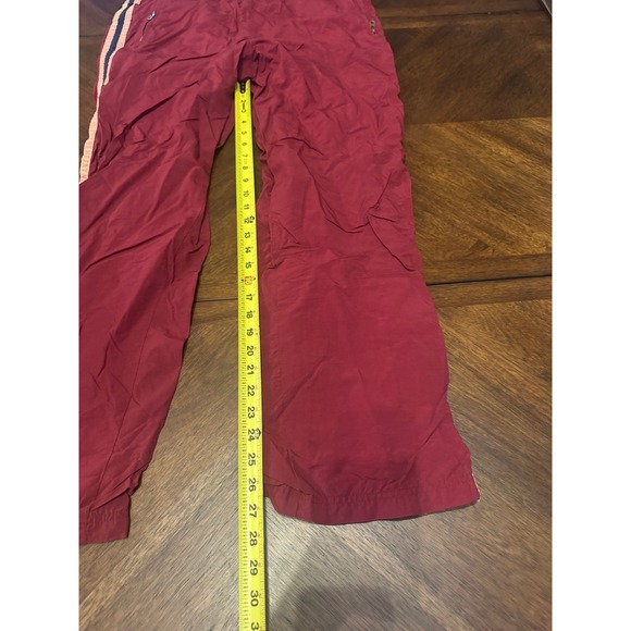Abercrombie & Fitch Burgundy Nylon Pants Athletic Side Stripe Zippers Size L |W1 - Picture 4 of 7